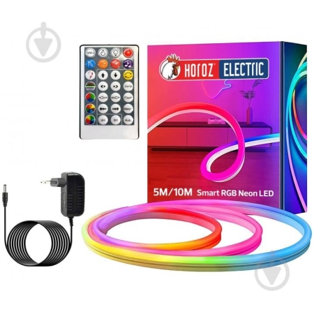 Set bandă neon 10W RGB 220V 200 lm/m 60 led/m IP65 5m Horoz