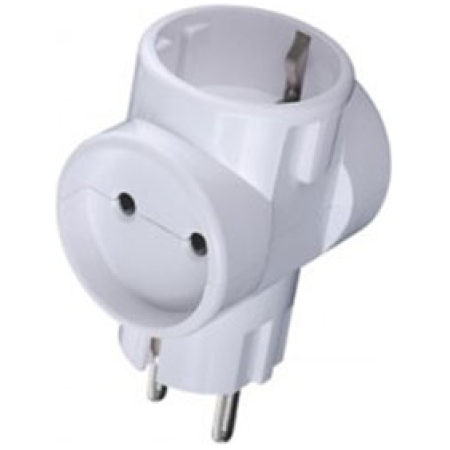 Адаптер с 3 зетками белая 220B-220B 10A 220B-220B
