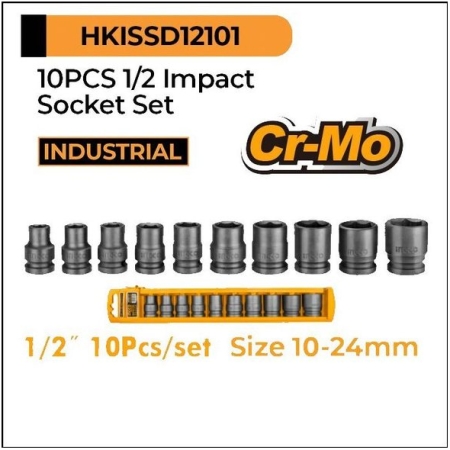 Set cap cheie tubulara pentru impact 10-24mm INGCO