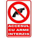 Autocolant 10x14cm accesul cu arme interzis