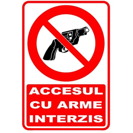 Autocolant 10x14cm accesul cu arme interzis