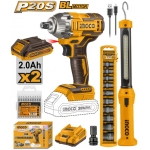 SET MASINA PERCUTIE+LAMPA 20V/2*2Ah INGCO