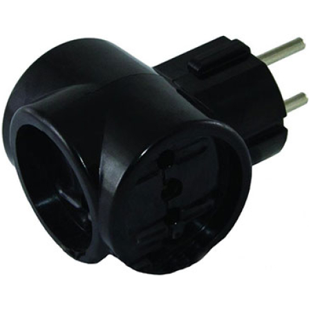 Adaptor cu 3 prize neagră 10A