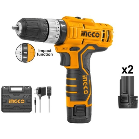 Masină de găurit/înșurubat 12V 2X1.5A acumulator INGCO