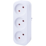 Adaptor cu 3 prize alb 10A Enext