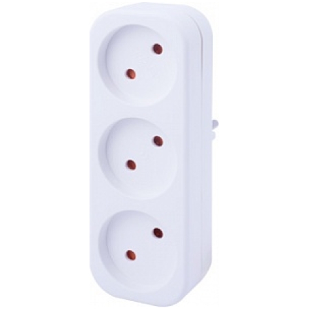 Adaptor cu 3 prize alb 10A Enext