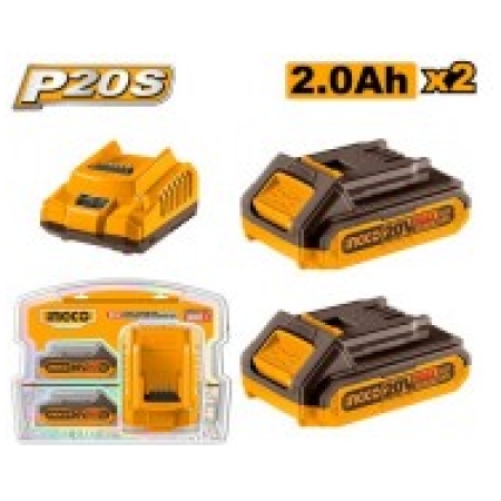 SET INCARCATOR+ACUMULATOR 20V/2X2AH INGCO