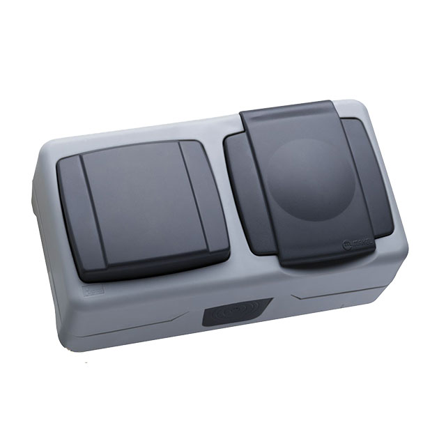INTRERUPATOR+PRIZA CU CAPAC EXT. IP44 MAKEL INTRERUPATOR+PRIZA CU CAPAC EXT. IP44 MAKEL