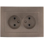 Двойная розетка графитовый встраиваемывая 16A ИП20 220V rosa Злмос