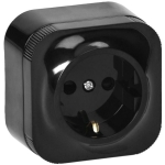 Розетка с заземлением черная накладная 16A IP22 220V multima NE-AD
